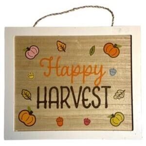 Spritz Indoor Set Of 2 Wooden HAPPY HARVEST Hanging Wall Signs 10"H x 12"W